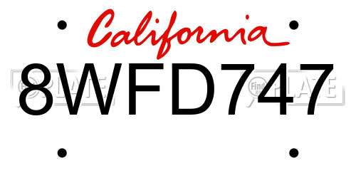 8WFD747 California License Plate