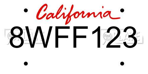 8WFF123 California License Plate
