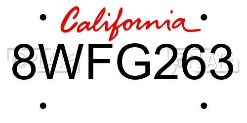 8WFG263 California License Plate