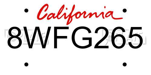 8WFG265 California License Plate