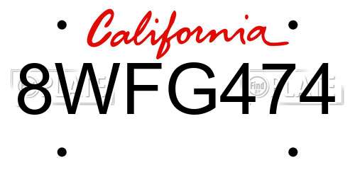 8WFG474 California License Plate