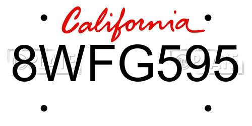 8WFG595 California License Plate
