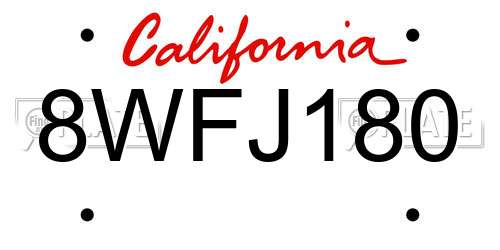 8WFJ180 California License Plate