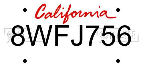 8WFJ756 California License Plate