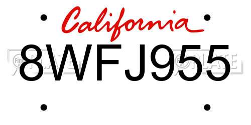 8WFJ955 California License Plate