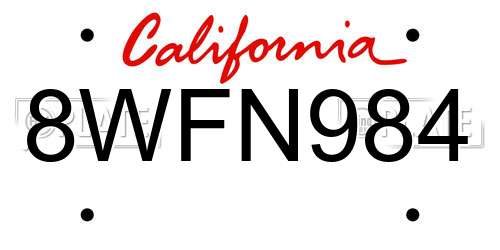 8WFN984 California License Plate