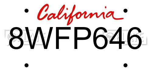 8WFP646 California License Plate