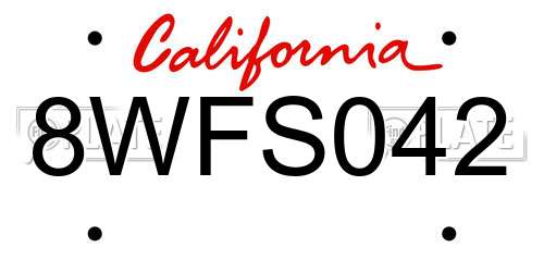 8WFS042 California License Plate