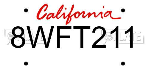 8WFT211 California License Plate