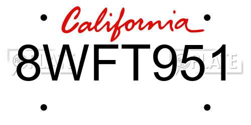 8WFT951 California License Plate