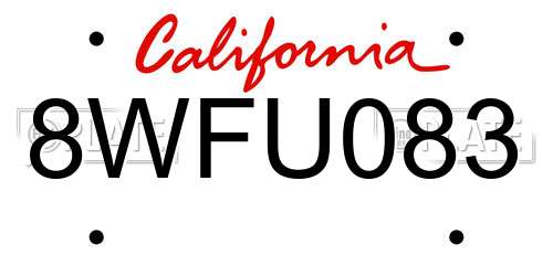 8WFU083 California License Plate