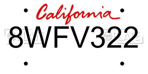 8WFV322 California License Plate