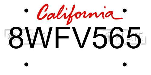 8WFV565 California License Plate