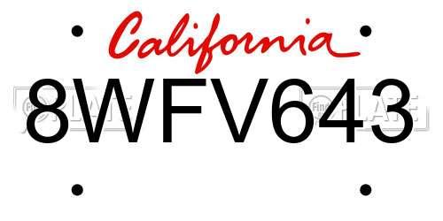 8WFV643 California License Plate