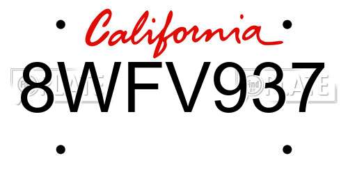 8WFV937 California License Plate
