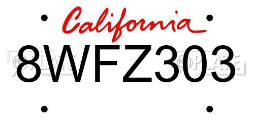 8WFZ303 California License Plate