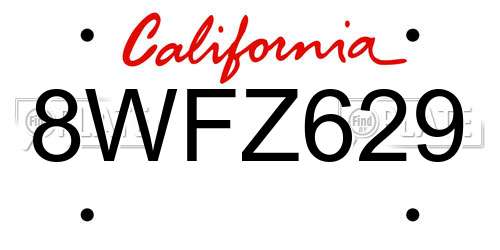 8WFZ629 California License Plate