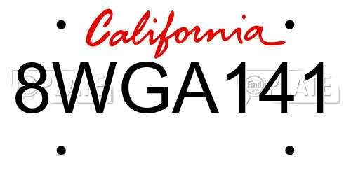 8WGA141 California License Plate