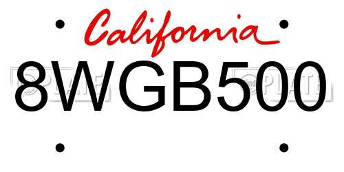 8WGB500 California License Plate