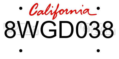 8WGD038 California License Plate