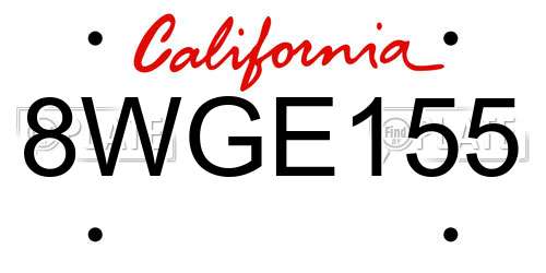 8WGE155 California License Plate