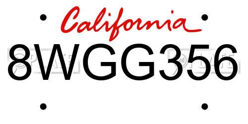 8WGG356 California License Plate