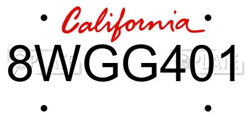 8WGG401 California License Plate