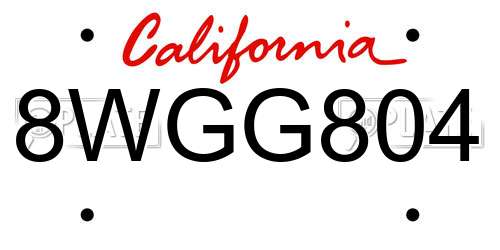 8WGG804 California License Plate