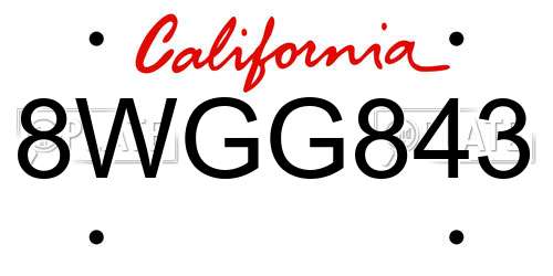 8WGG843 California License Plate