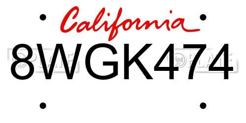 8WGK474 California License Plate