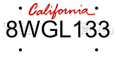 8WGL133 California License Plate