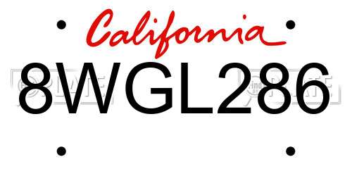 8WGL286 California License Plate