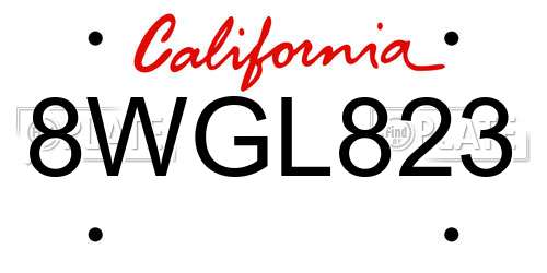 8WGL823 California License Plate