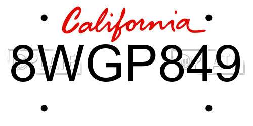8WGP849 California License Plate