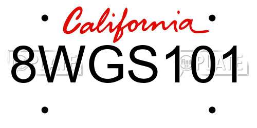 8WGS101 California License Plate