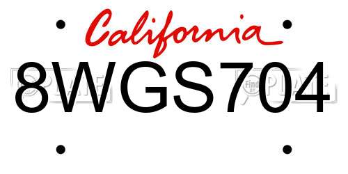 8WGS704 California License Plate