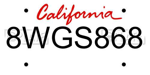 8WGS868 California License Plate