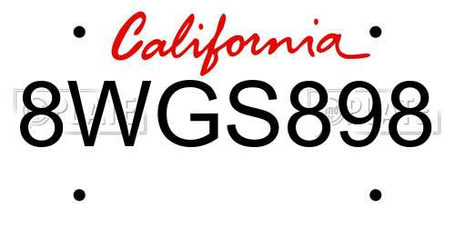 8WGS898 California License Plate