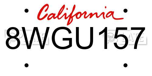 8WGU157 California License Plate