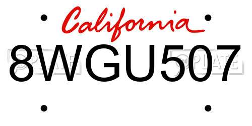 8WGU507 California License Plate