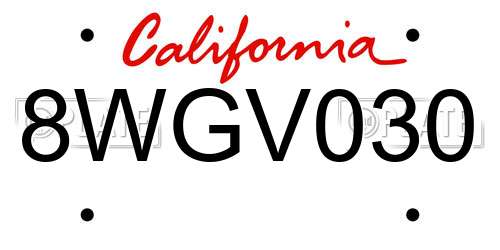 8WGV030 California License Plate