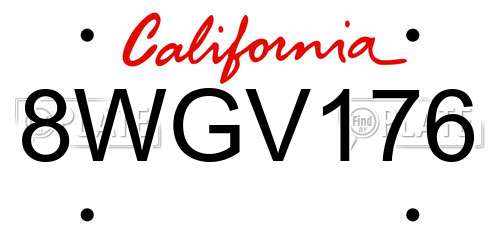 8WGV176 California License Plate