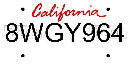 8WGY964 California License Plate
