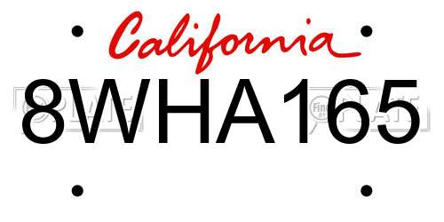 8WHA165 California License Plate
