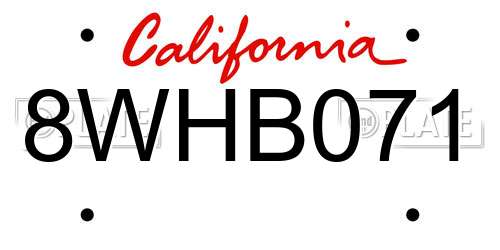 8WHB071 California License Plate