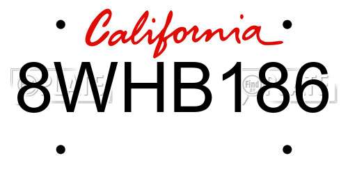 8WHB186 California License Plate