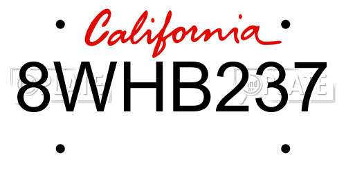 8WHB237 California License Plate