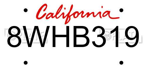 8WHB319 California License Plate