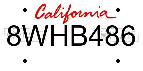 8WHB486 California License Plate