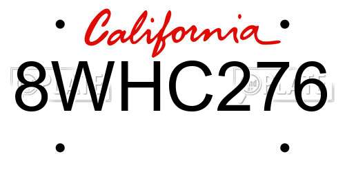 8WHC276 California License Plate